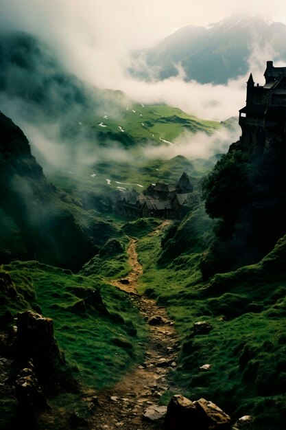 Stunning fantasy videogame landscape