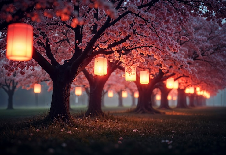Free Photo stunning landscape of spring festival in japan