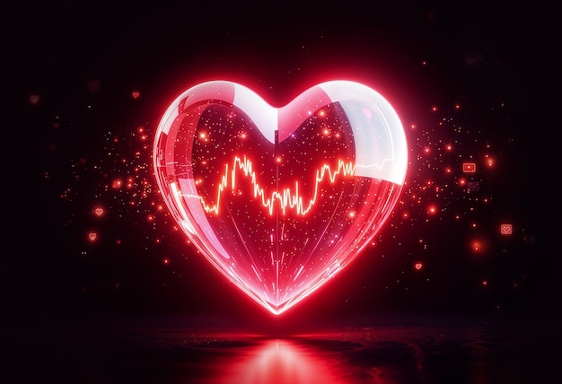 Stunning neon glowing heart