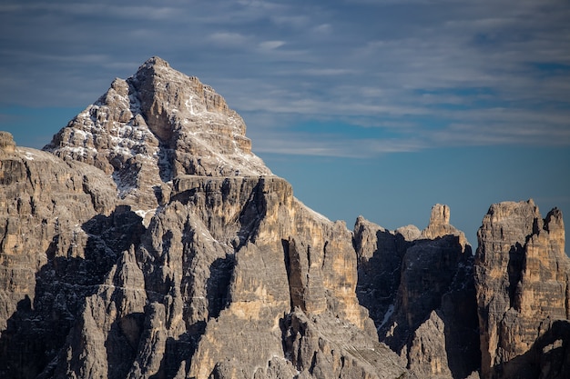 Stunning scenery of the stony peaks of Tre Cime di Lavaredo, Dolomites, Belluno, Italy