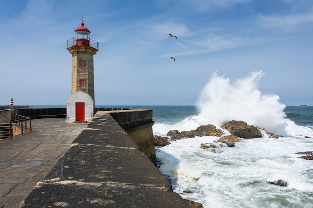 Stunning shot of the Felgueiras Lighthouse scenery located in Porto, Portugal