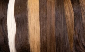 Styled hair extensions in beauty salon