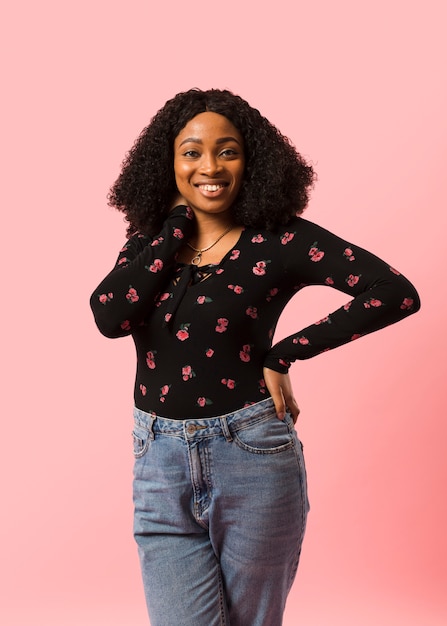 Stylish afroamerican lady studio shot