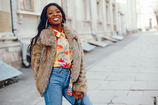 stylish black girl in a city