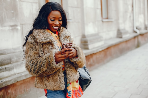 stylish black girl in a city