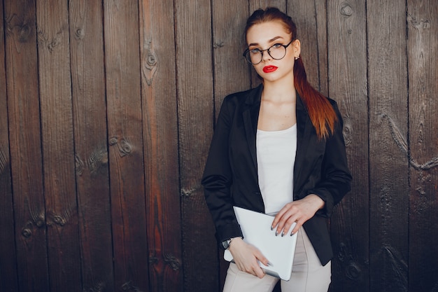 Stylish businesswoman in a cafe