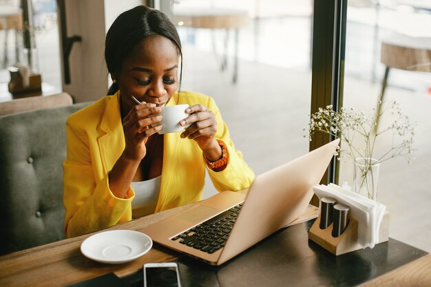 Stylish businesswoman working in a office