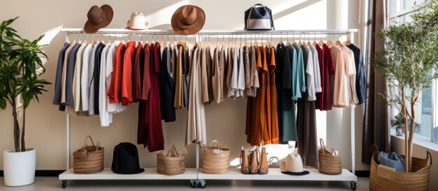 Stylish clothing displayed in a boutique