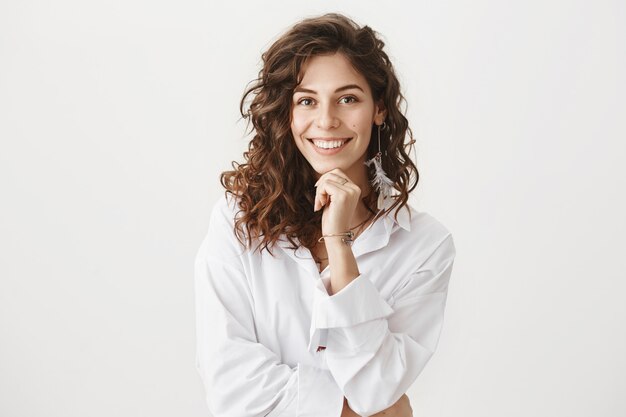 Stylish confident businesswoman smiling