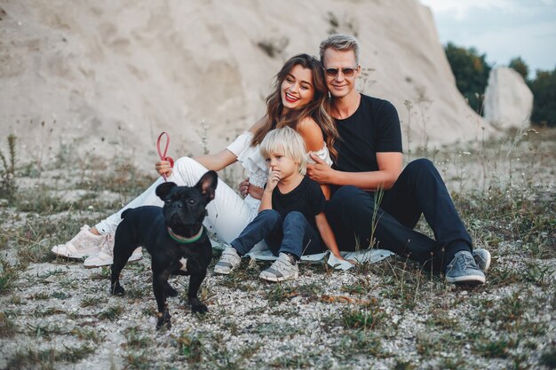 Stylish family in a park 