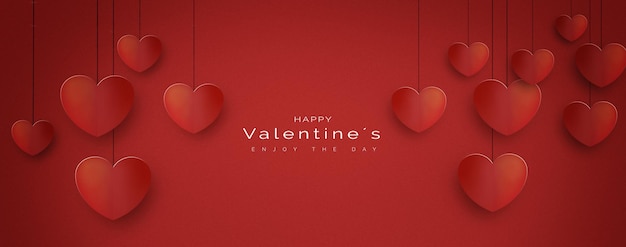 Free photo stylish hanging hearts background for valentines