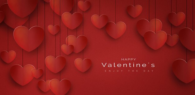 Stylish hanging hearts background for valentines