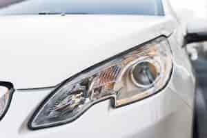 Free photo stylish led headlight of white automobile