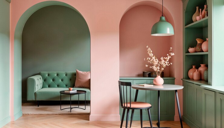 Free Photo stylish living space with pastel colors and modern design
