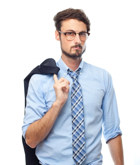 Stylish man with jacket over his shoulder