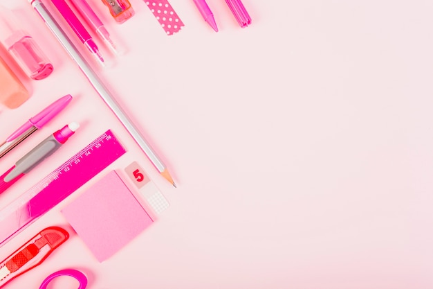 Free photo stylish pink stationery