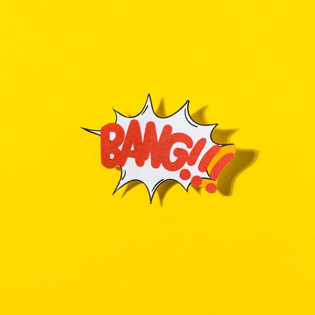 Stylish retro comic speech bubble with text bang on yellow background