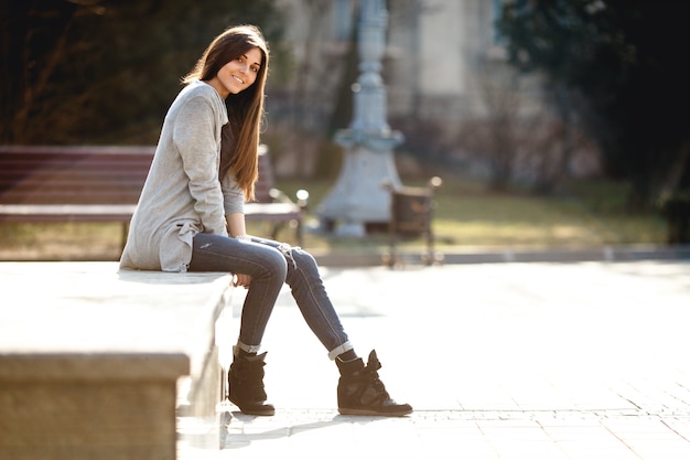 Stylish teen spending the afternoon in the square