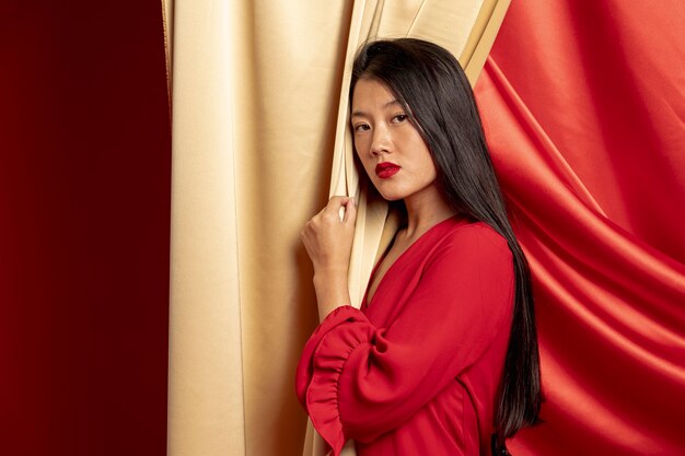 Stylish woman posing for new chinese year