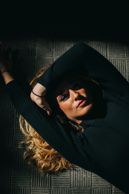 Stylish woman with black jersey