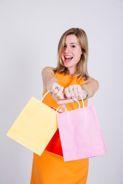 Stylish woman with shopping bags