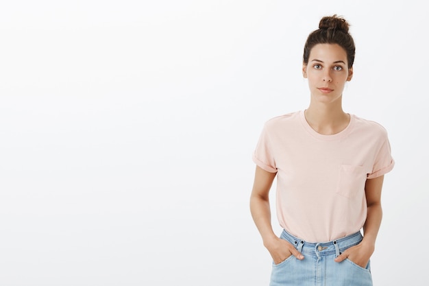 Stylish young woman looking at camera