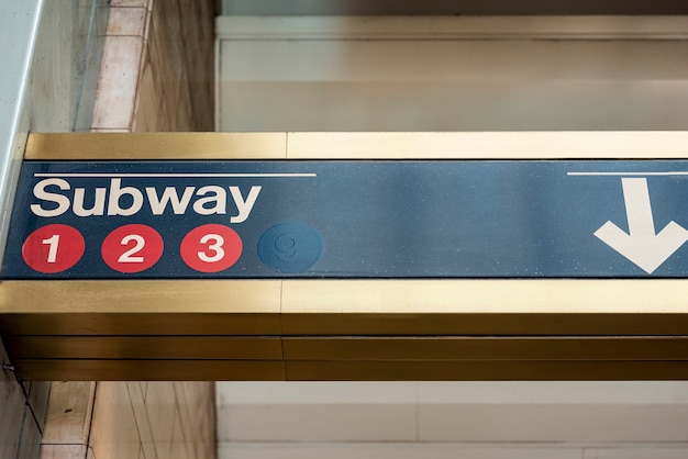 Subway sign closeup front view