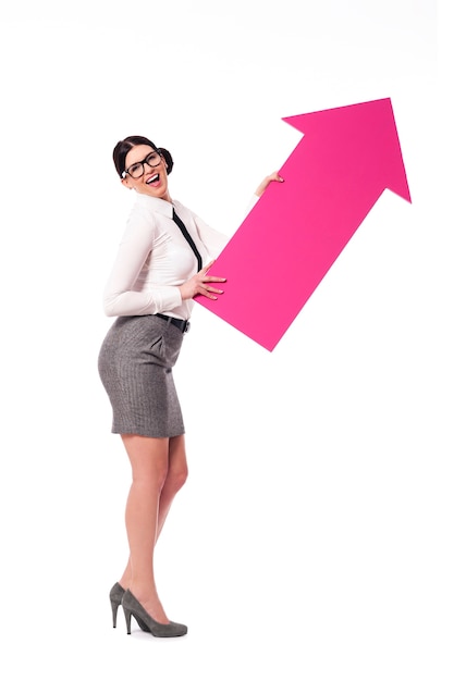 Success businesswoman with arrow sign