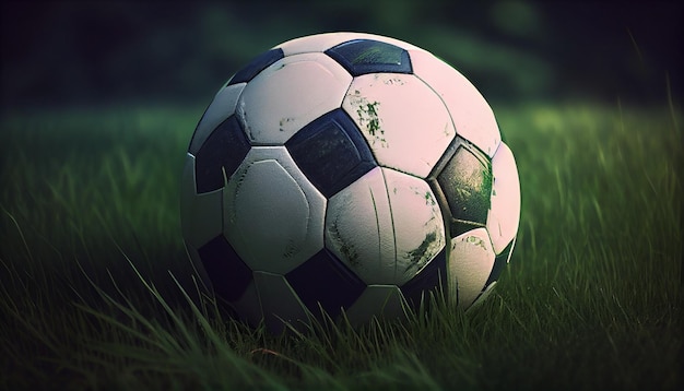 Free photo success on the grass a soccer ball generated by ai