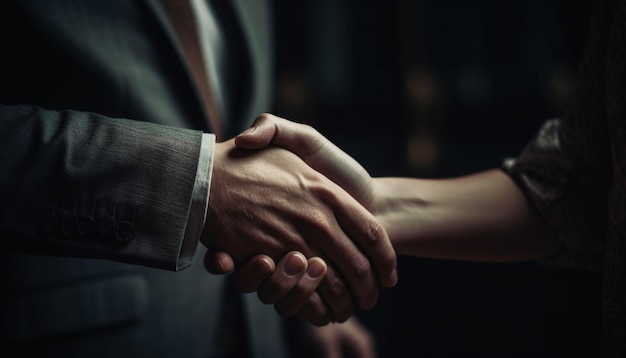 Foto gratuita partnership commerciale di successo sigillata con una stretta di mano generata dall'intelligenza artificiale