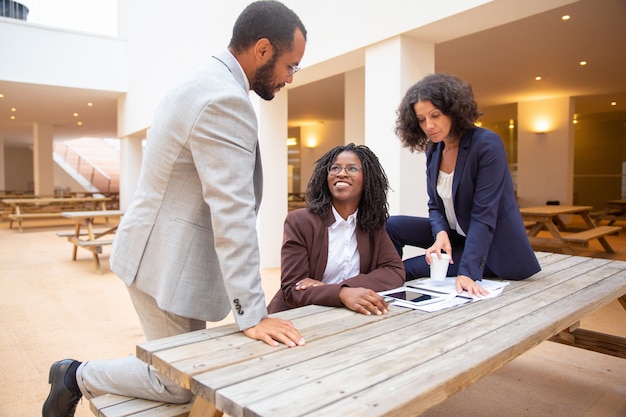 Successful diverse team working on project