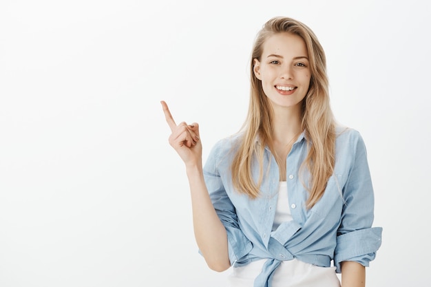 Successful female entrepreneur in blue collar shirt