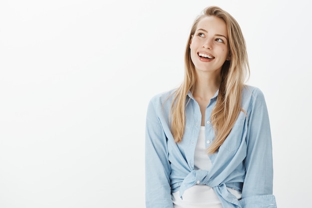 Successful female entrepreneur in blue collar shirt