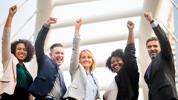 Successful and happy business team