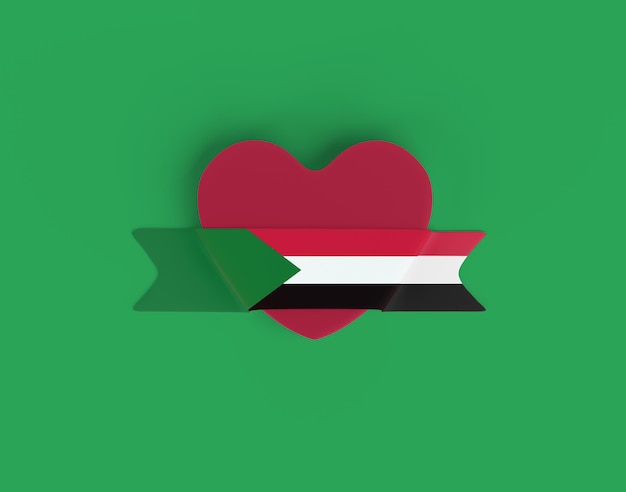Sudan Flag Heart Banner