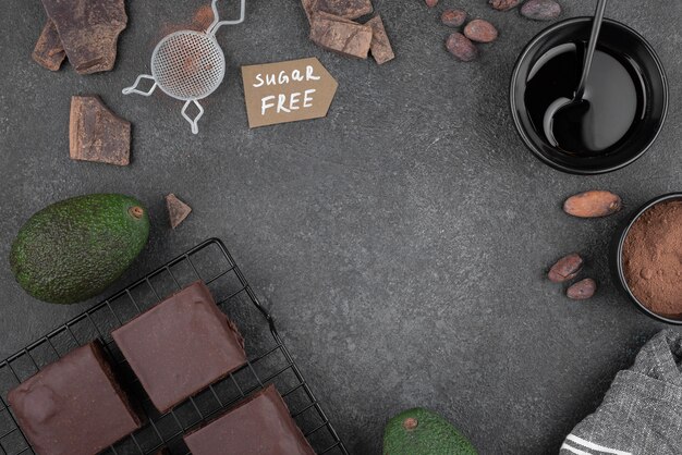 sugar free avocado brownies top view