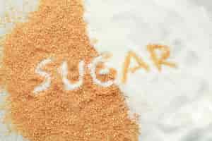 Foto gratuita scritte di zucchero sullo zucchero