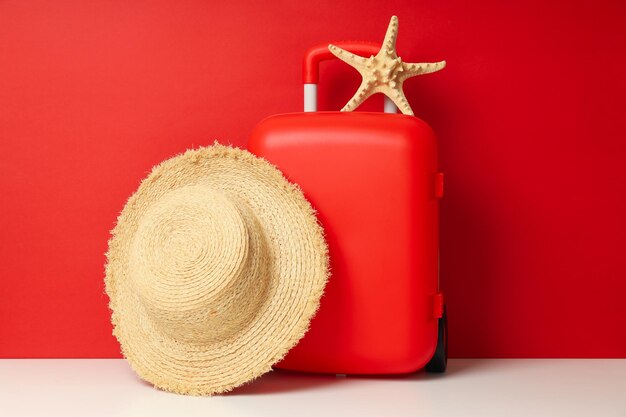 Suitcase luggage baggage for summer travel and vacation