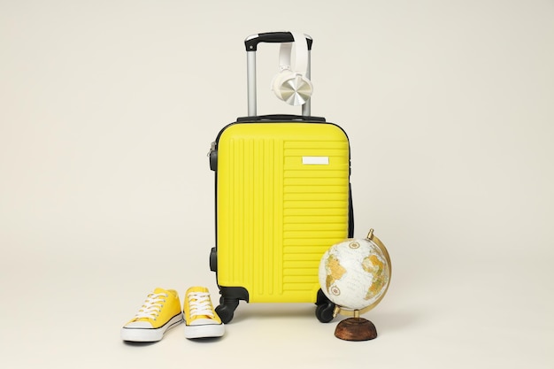 Suitcase luggage baggage for summer travel and vacation