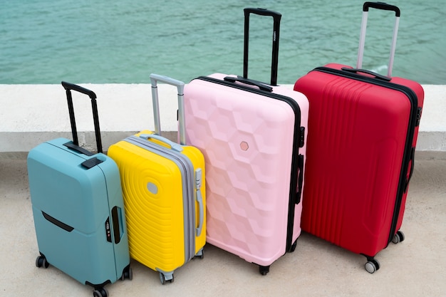 Free photo suitcase with wheels outdoors