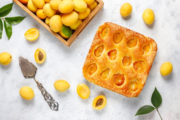 Summer apricot pie with fresh apricots