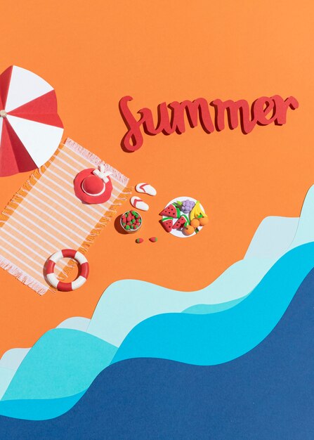 Summer beach arrangement made from different materials