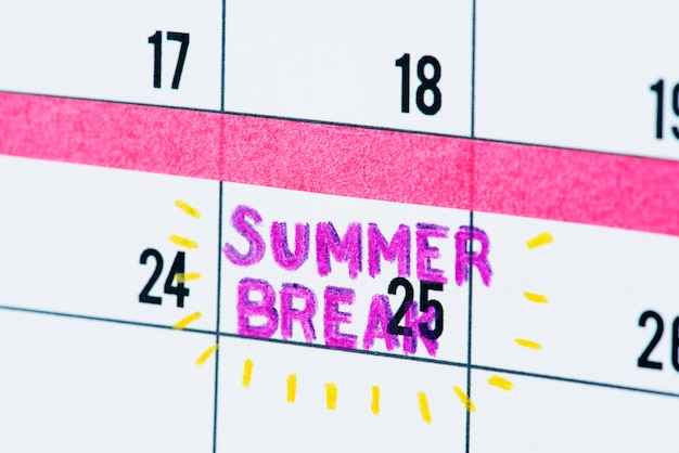 Summer break calendar reminder