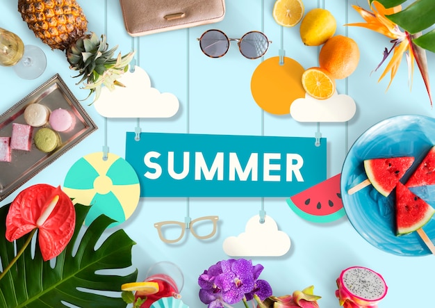 Summer break fun party banner concept