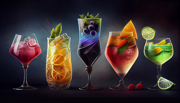 Free photo a summer cocktail of refreshing citrus and alcohol generative ai