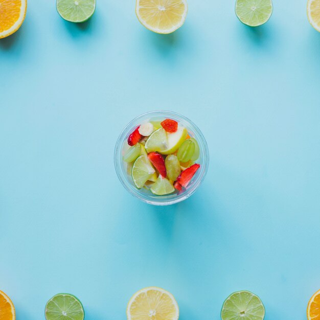 Summer composition with colored fruits