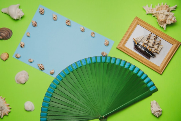 Summer concept with paper and spanish fan