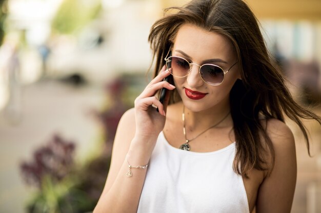 summer day sunglasses phone cheerful technology