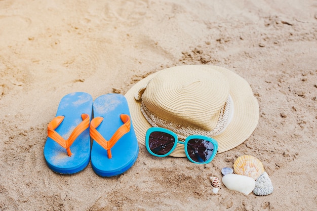 Summer elements on sandy surface