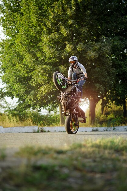 Summer extreme motorcycle riding